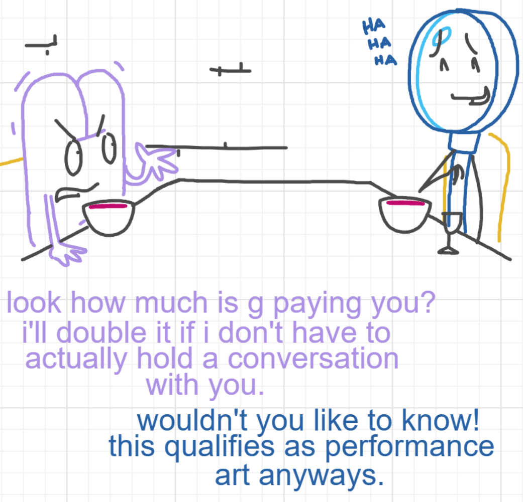 A panel from I've Been Everywhere, Man, episode nine of the Board Boards object show by Furretwalk/WalkingFurret.